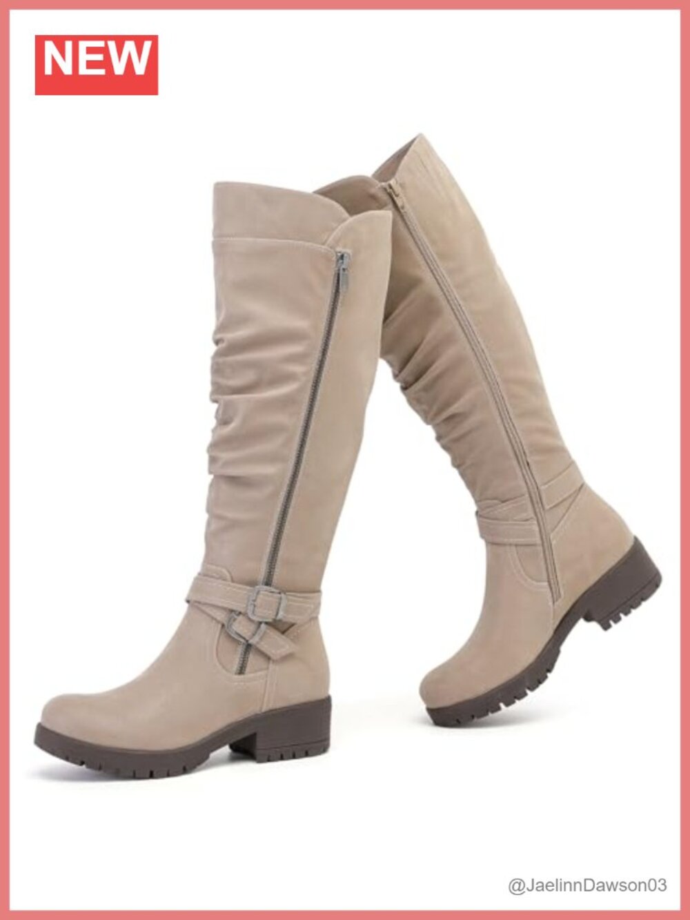Faux Leather Knee High Riding Boots Round Toe Side Zip Fall Winter